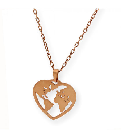 Colgante Corazón Bola del Mundo Plata 925