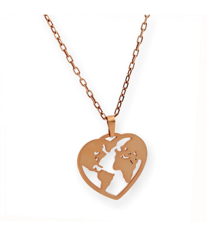 Colgante Corazón Bola del Mundo Plata 925