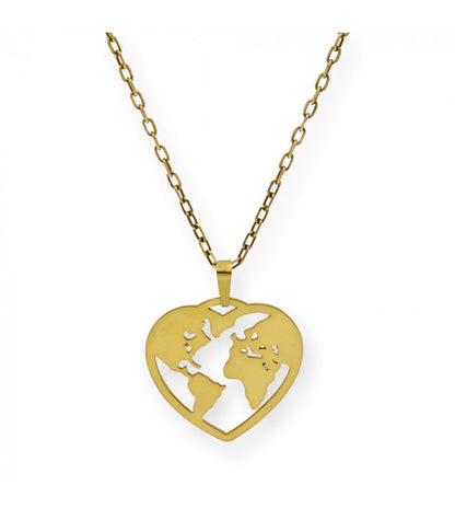 Colgante Corazón Bola del Mundo Plata 925