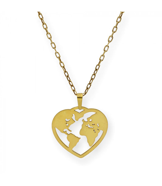 Colgante Corazón Bola del Mundo Plata 925