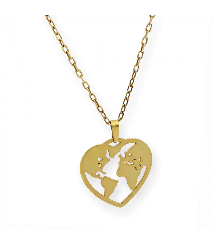 Colgante Corazón Bola del Mundo Plata 925