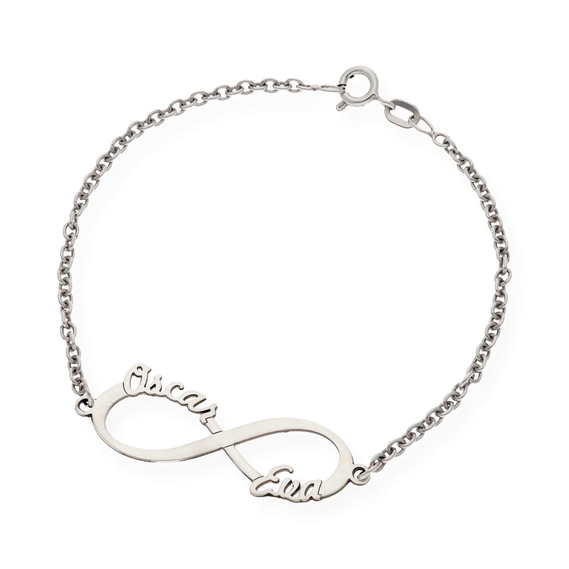 Pulsera Infinito con Nombres en Plata de Ley 925