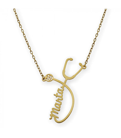 Colgante Fonendoscopio Nombre en Plata 925