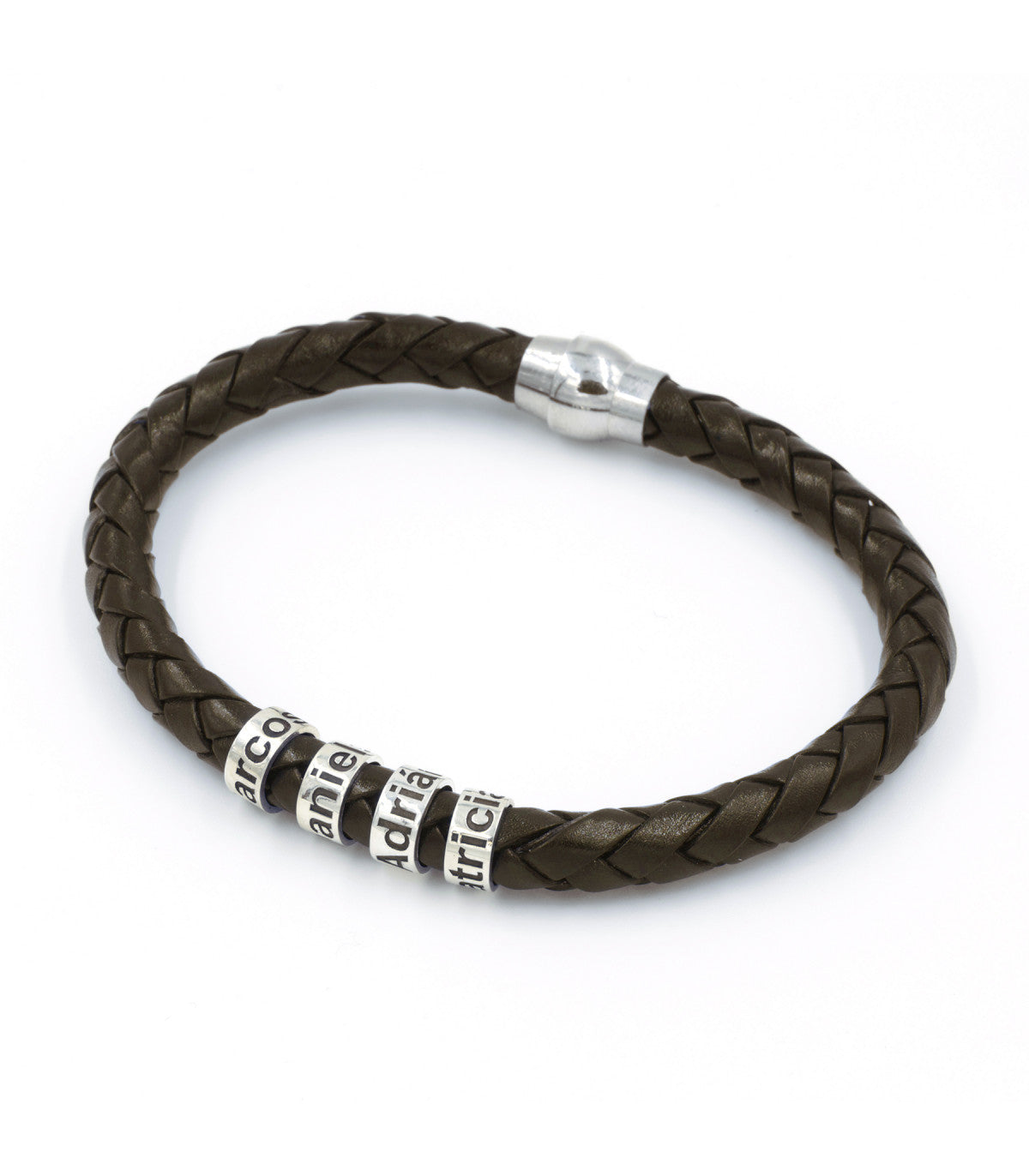 Pulsera de Cuero Trenzado y Aros de Plata 925