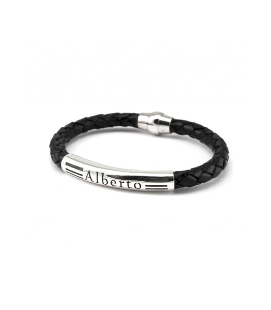 Pulsera de cuero trenzado nombre
