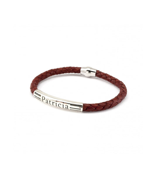 Pulsera de cuero trenzado nombre