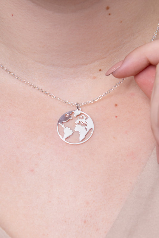 Colgante Bola del Mundo de Plata de Ley 925