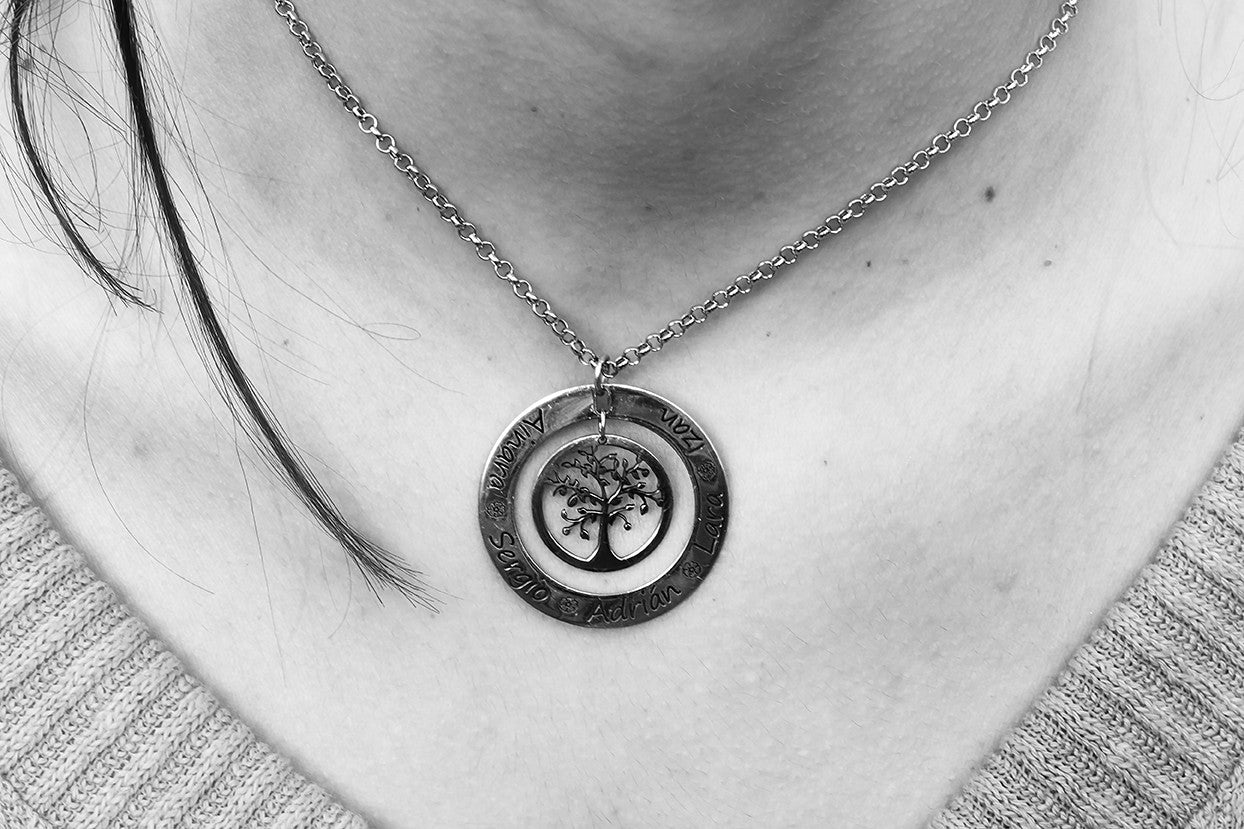 Colgante Árbol de la Vida Dos Aros Personalizado Plata 925