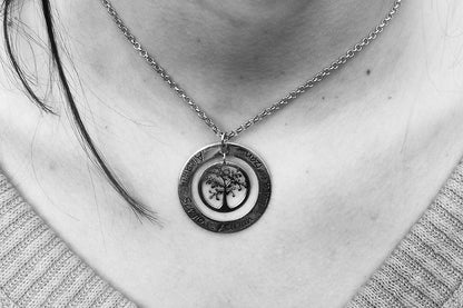 Colgante Árbol de la Vida Dos Aros Personalizado Plata 925