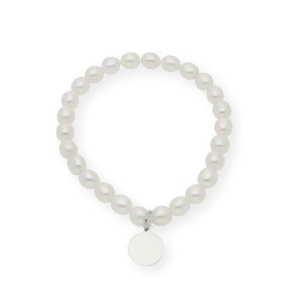 Pulsera de Perlas para Comunión con Medalla de Angel