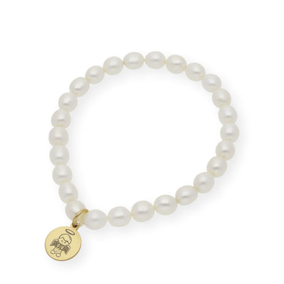 Pulsera de Perlas para Comunión con Medalla de Angel