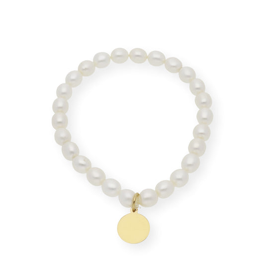 Pulsera de Perlas para Comunión con Medalla de Angel