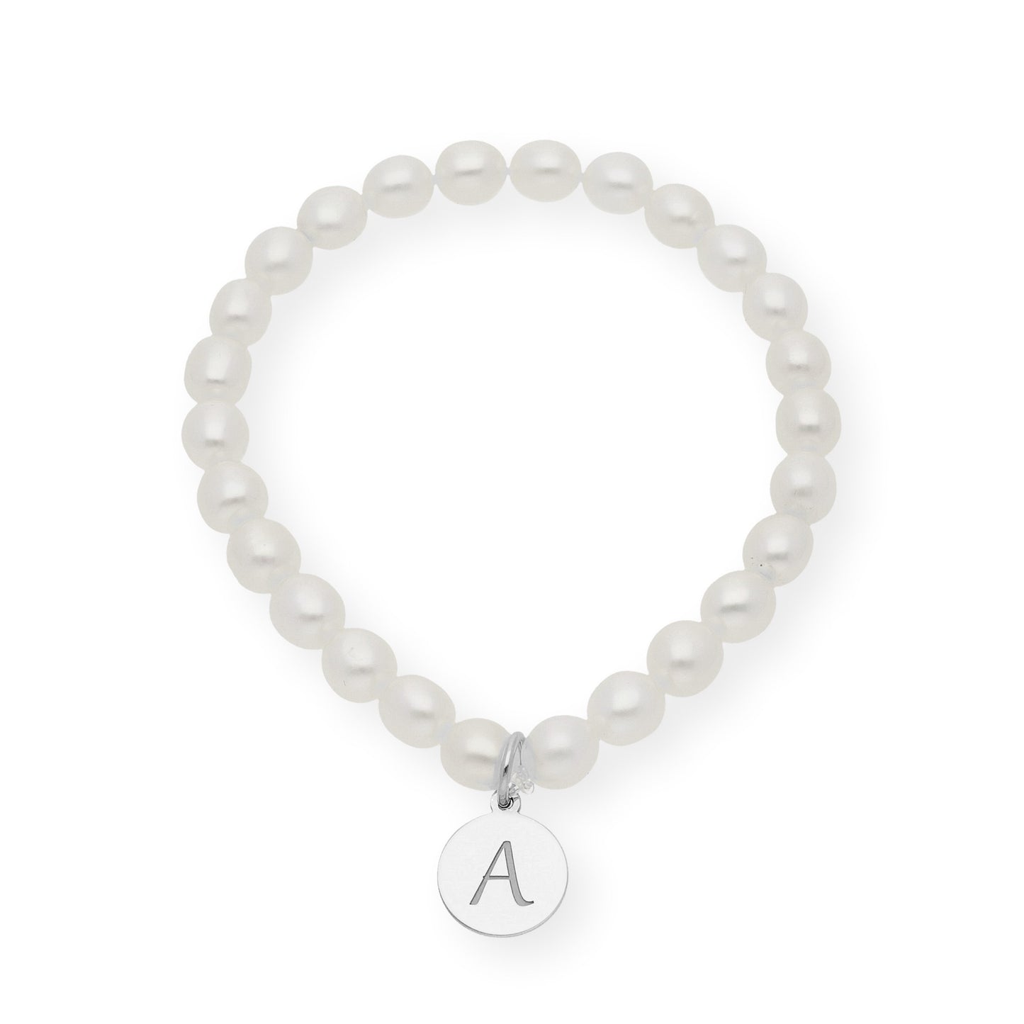 Pulsera de perlas para comunión con medalla de Inicial