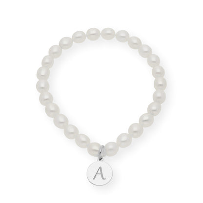 Pulsera de perlas para comunión con medalla de Inicial