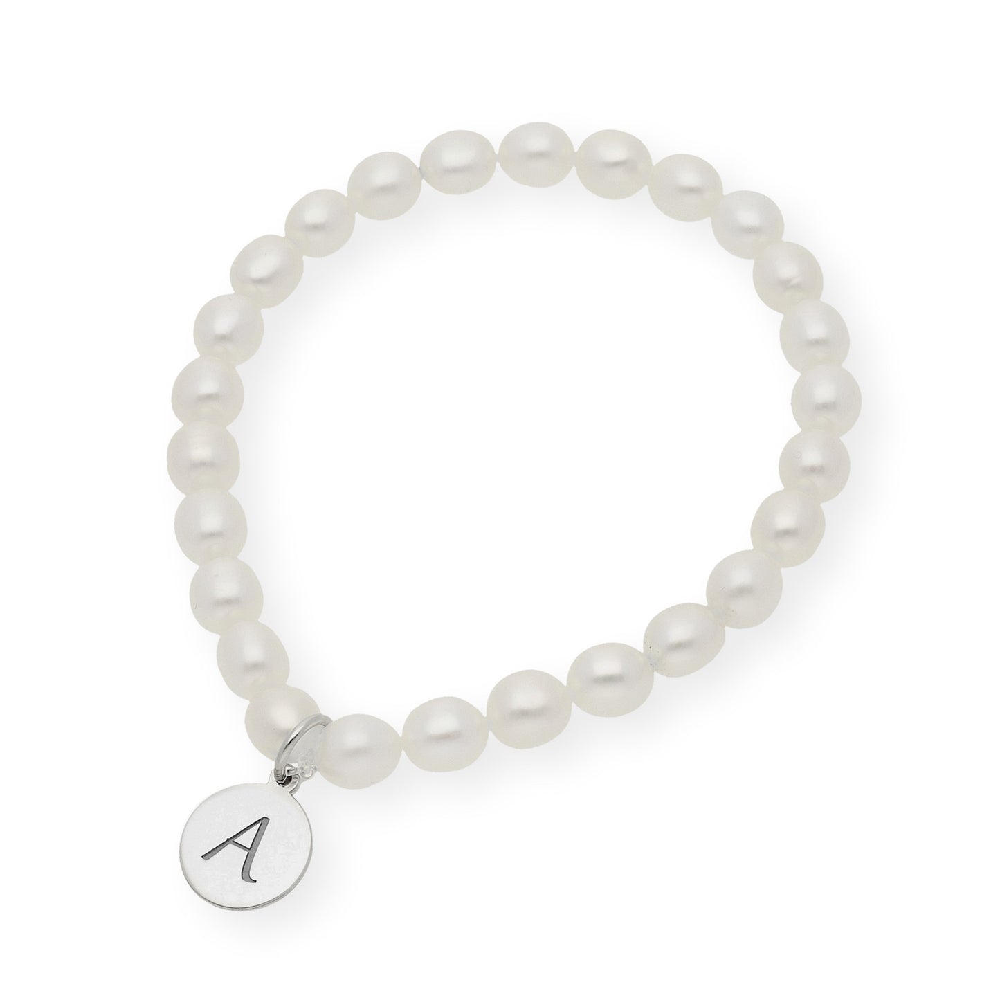 Pulsera de perlas para comunión con medalla de Inicial