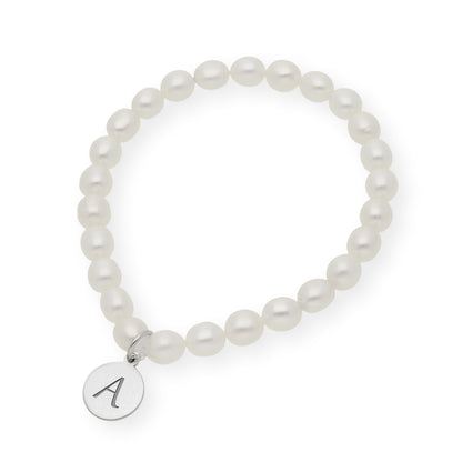 Pulsera de perlas para comunión con medalla de Inicial