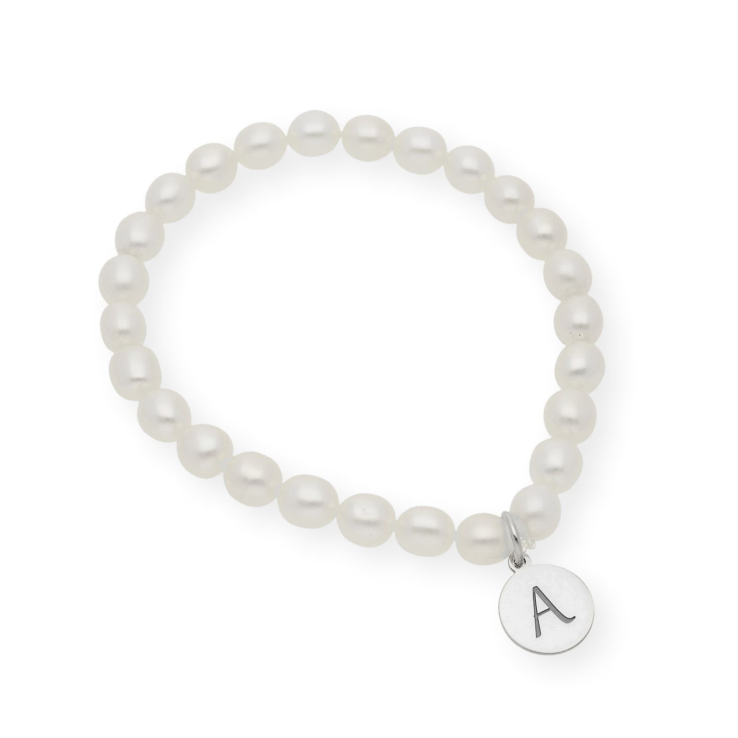 Pulsera de perlas para comunión con medalla de Inicial
