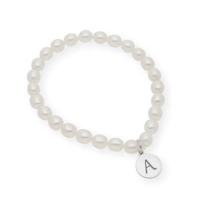 Pulsera de perlas para comunión con medalla de Inicial