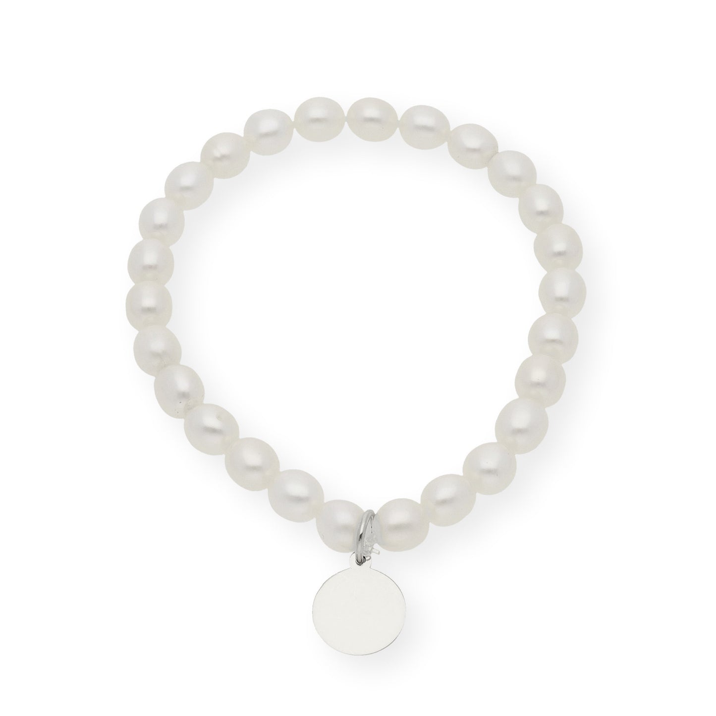 Pulsera de perlas para comunión con medalla de Inicial