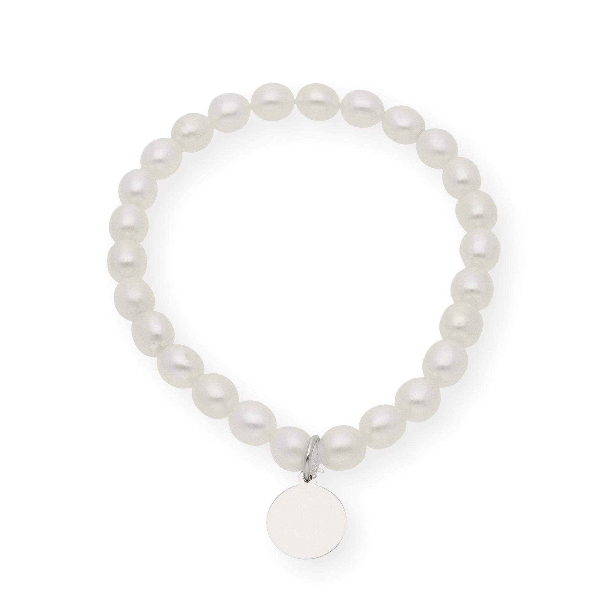 Pulsera de perlas para comunión con medalla de Inicial