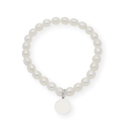 Pulsera de perlas para comunión con medalla de Inicial
