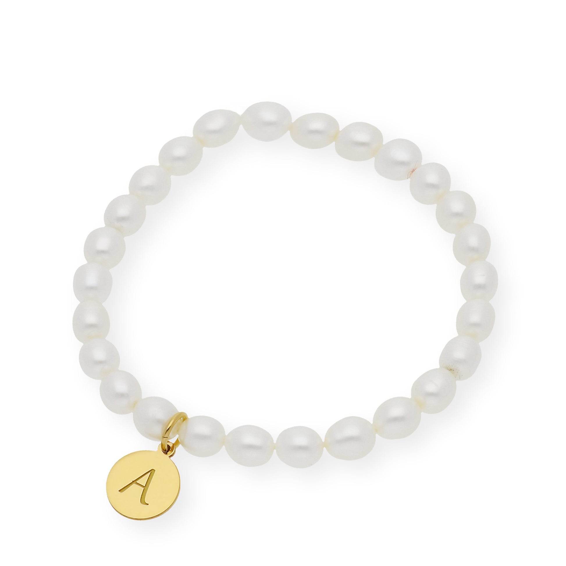 Pulsera de perlas para comunión con medalla de Inicial
