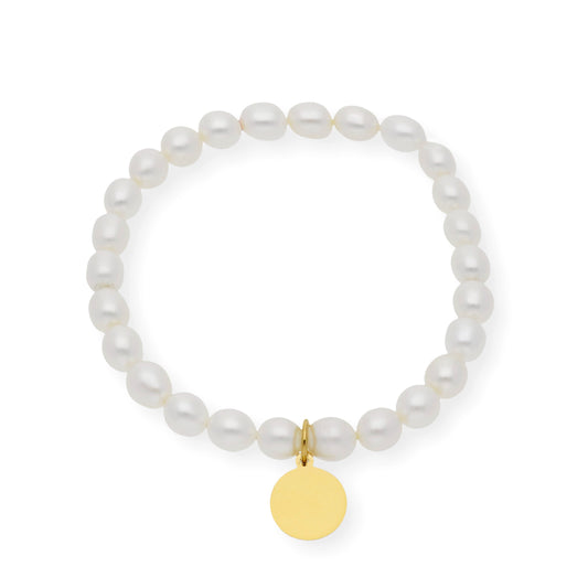Pulsera de perlas para comunión con medalla de Inicial