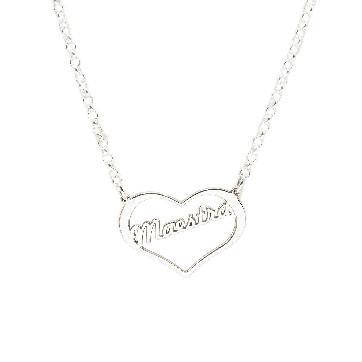 Colgante Love Maestra en Plata 925 Diseño de Corazón