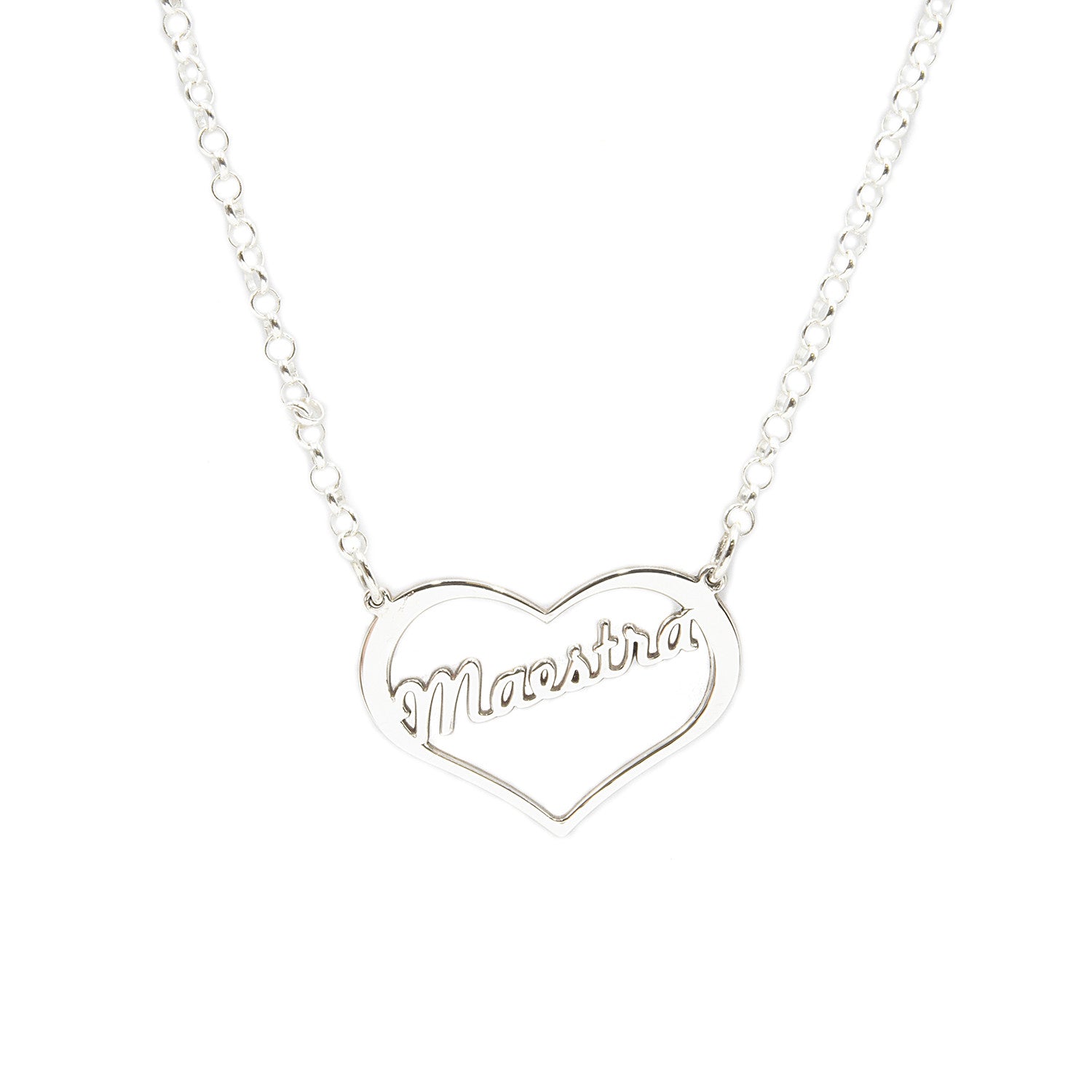 Colgante Love Maestra en Plata 925 Diseño de Corazón