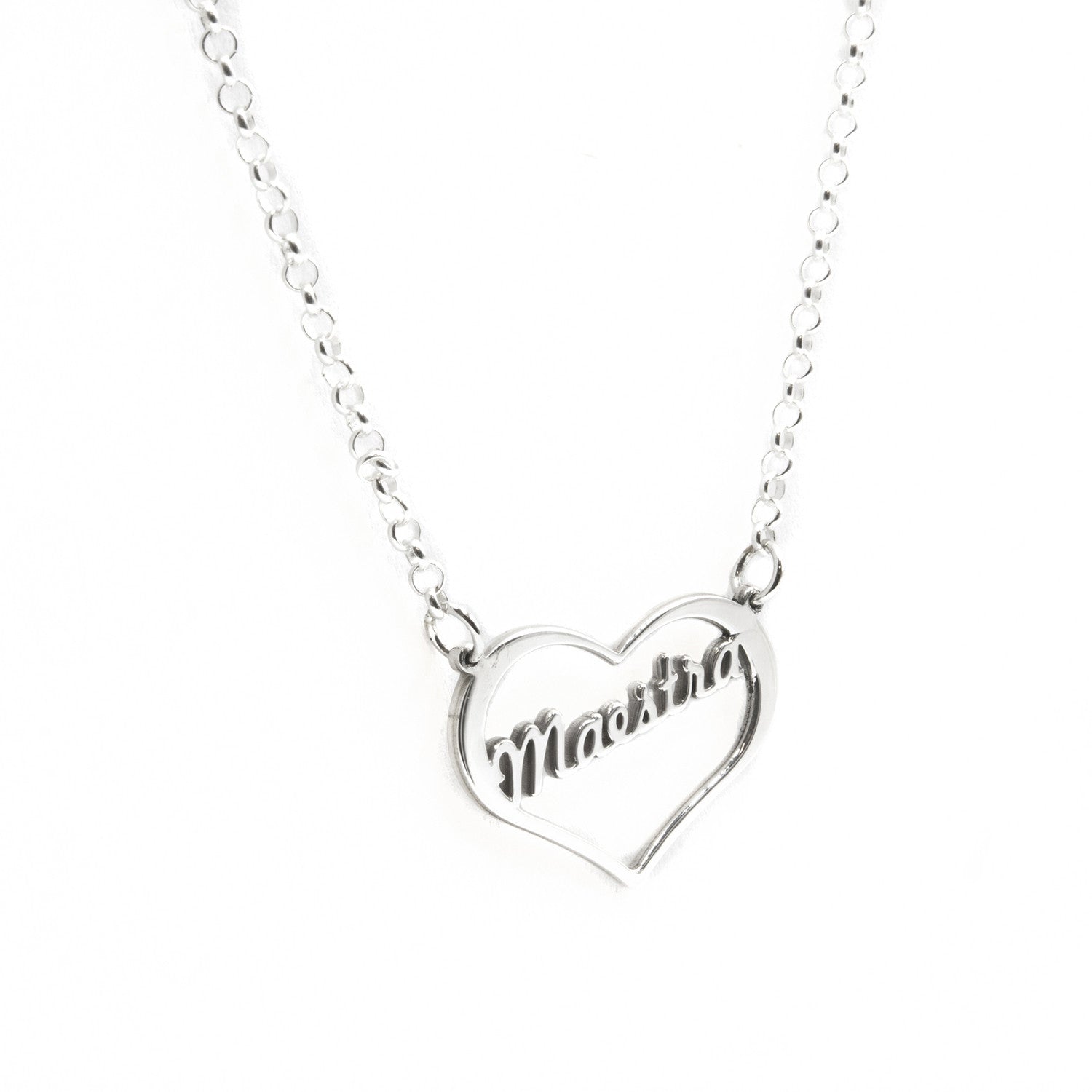 Colgante Love Maestra en Plata 925 Diseño de Corazón