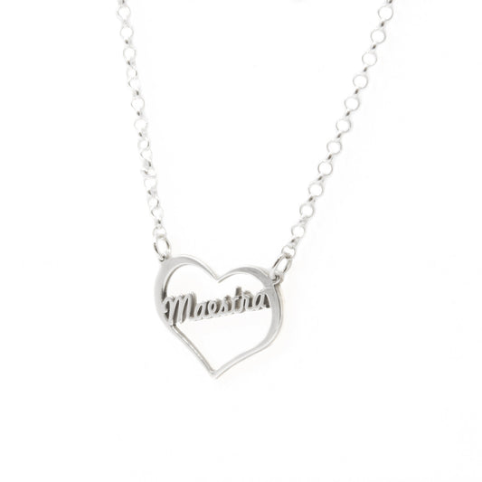 Colgante Love Maestra en Plata 925 Diseño de Corazón