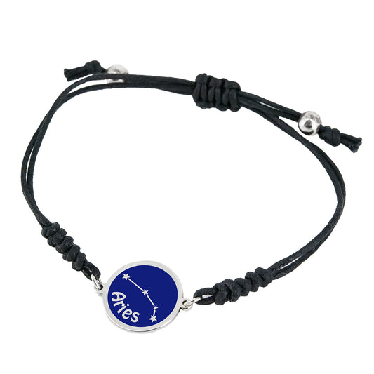 Pulsera Horóscopo de plata esmaltada y cordón ajustable