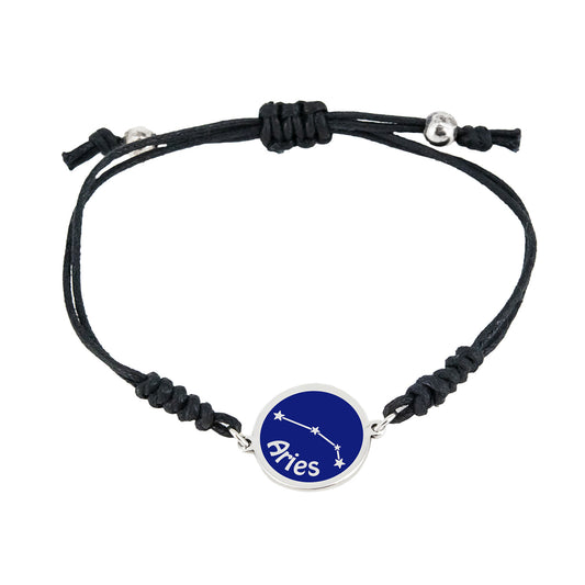 Pulsera Horóscopo de plata esmaltada y cordón ajustable