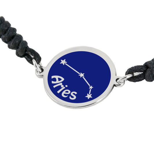 Pulsera Horóscopo de plata esmaltada y cordón ajustable
