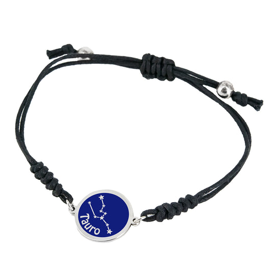 Pulsera Horóscopo de plata esmaltada y cordón ajustable