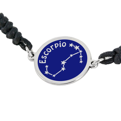 Pulsera Horóscopo de plata esmaltada y cordón ajustable
