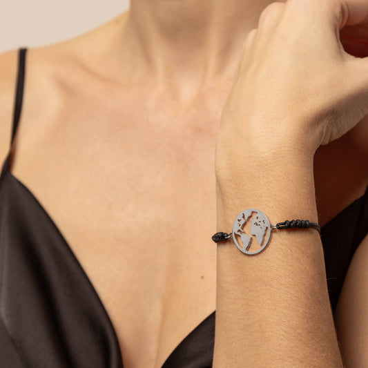 Pulsera Bola del Mundo Plata de Ley 925 Personalizable