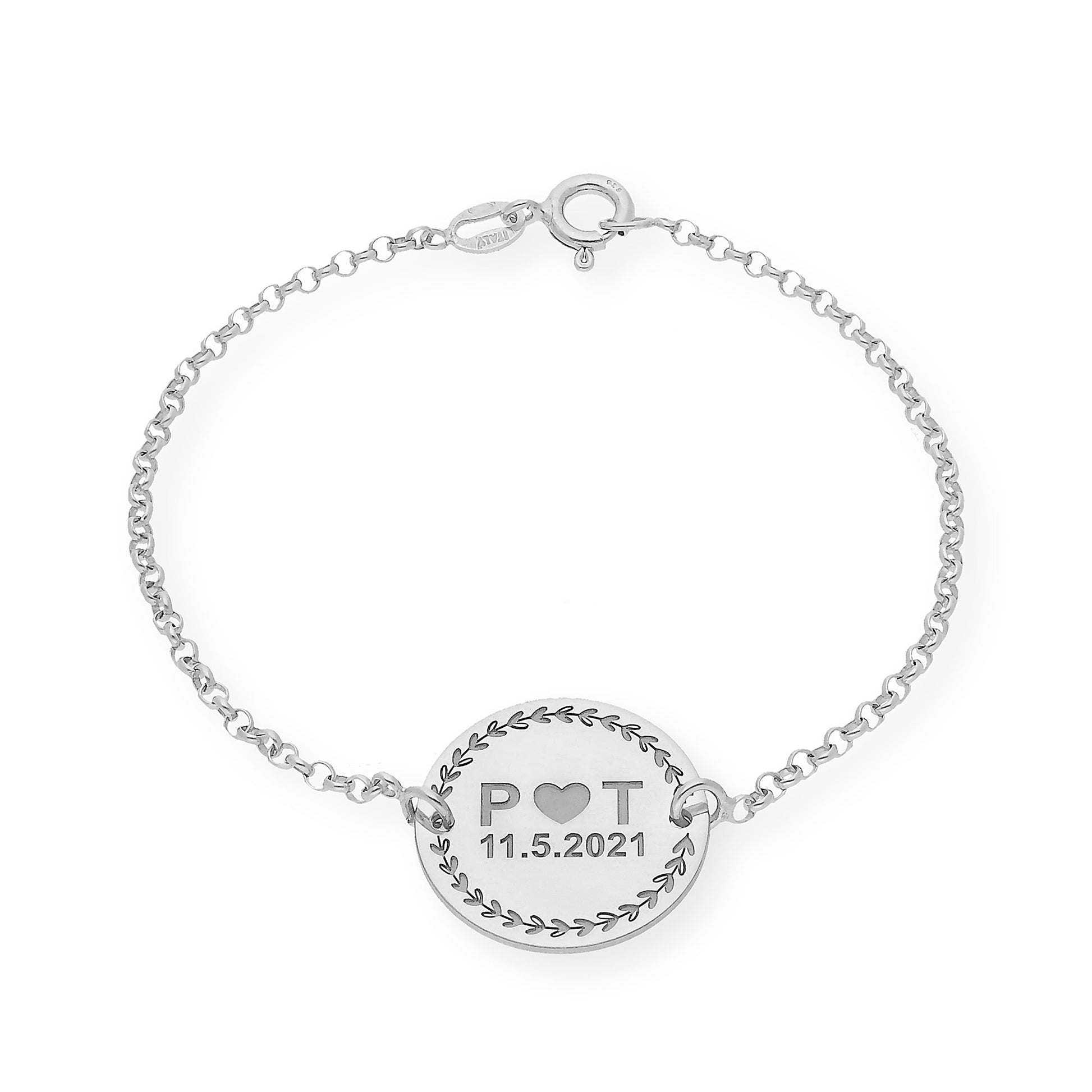 Pulsera con Dije Inicial Love en Plata 925