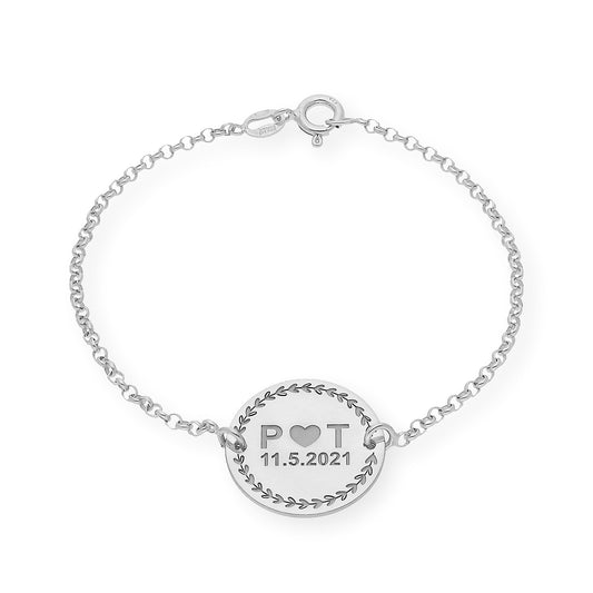 Pulsera con Dije Inicial Love en Plata 925