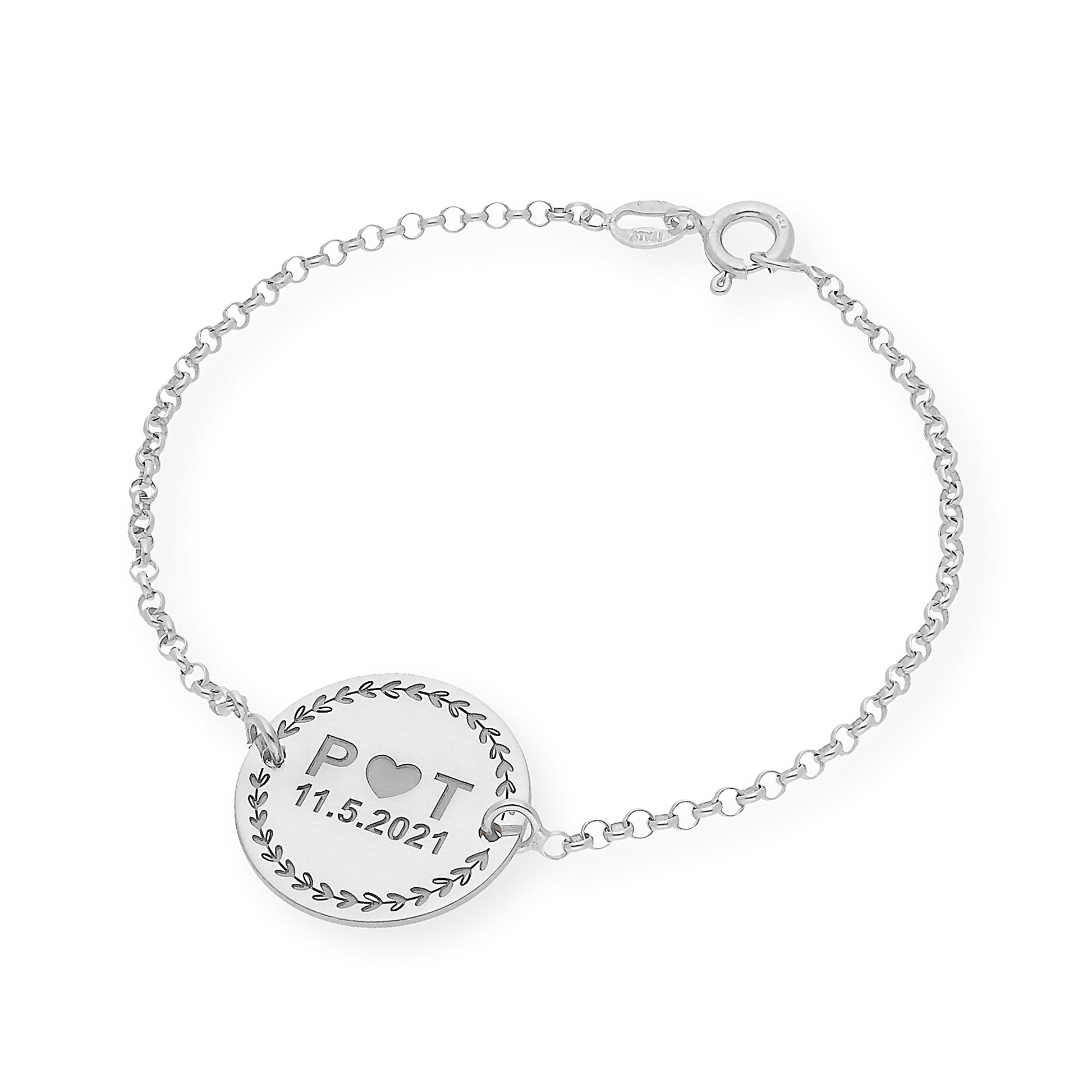 Pulsera con Dije Inicial Love en Plata 925