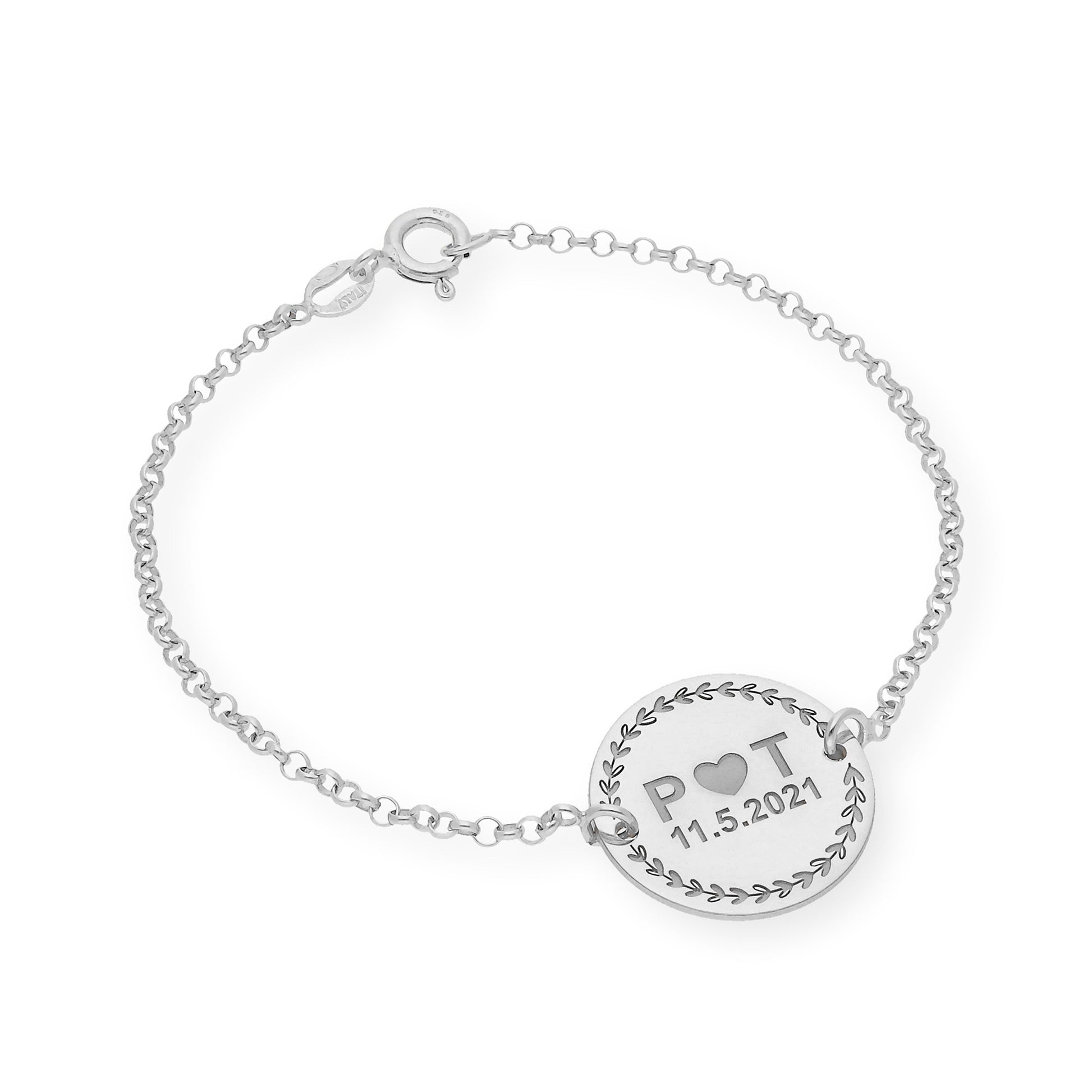Pulsera con Dije Inicial Love en Plata 925
