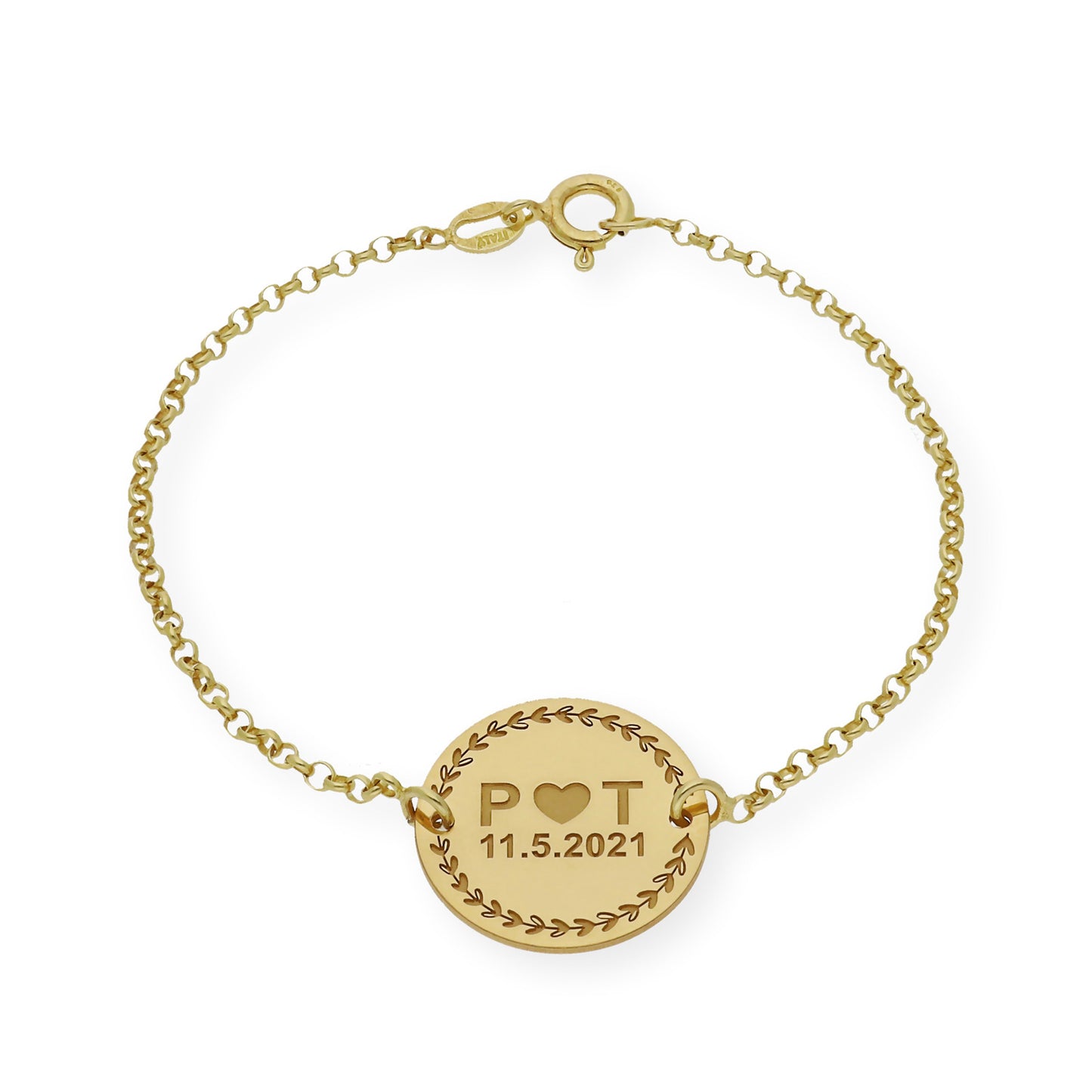 Pulsera con Dije Inicial Love en Plata 925 con Baño de Oro 18k