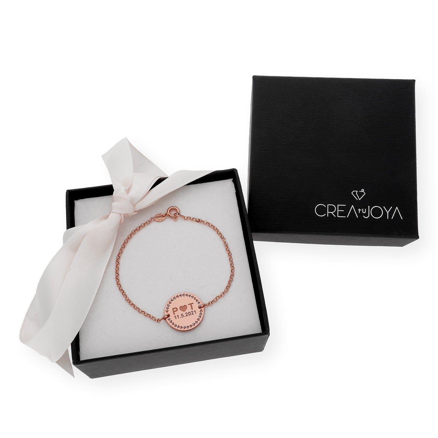 Pulsera con Dije Inicial Love en Plata 925 con Baño de Oro rosa 18k