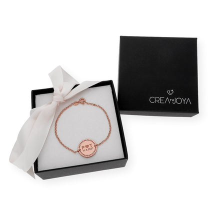 Pulsera con Dije Inicial Love en Plata 925 con Baño de Oro rosa 18k