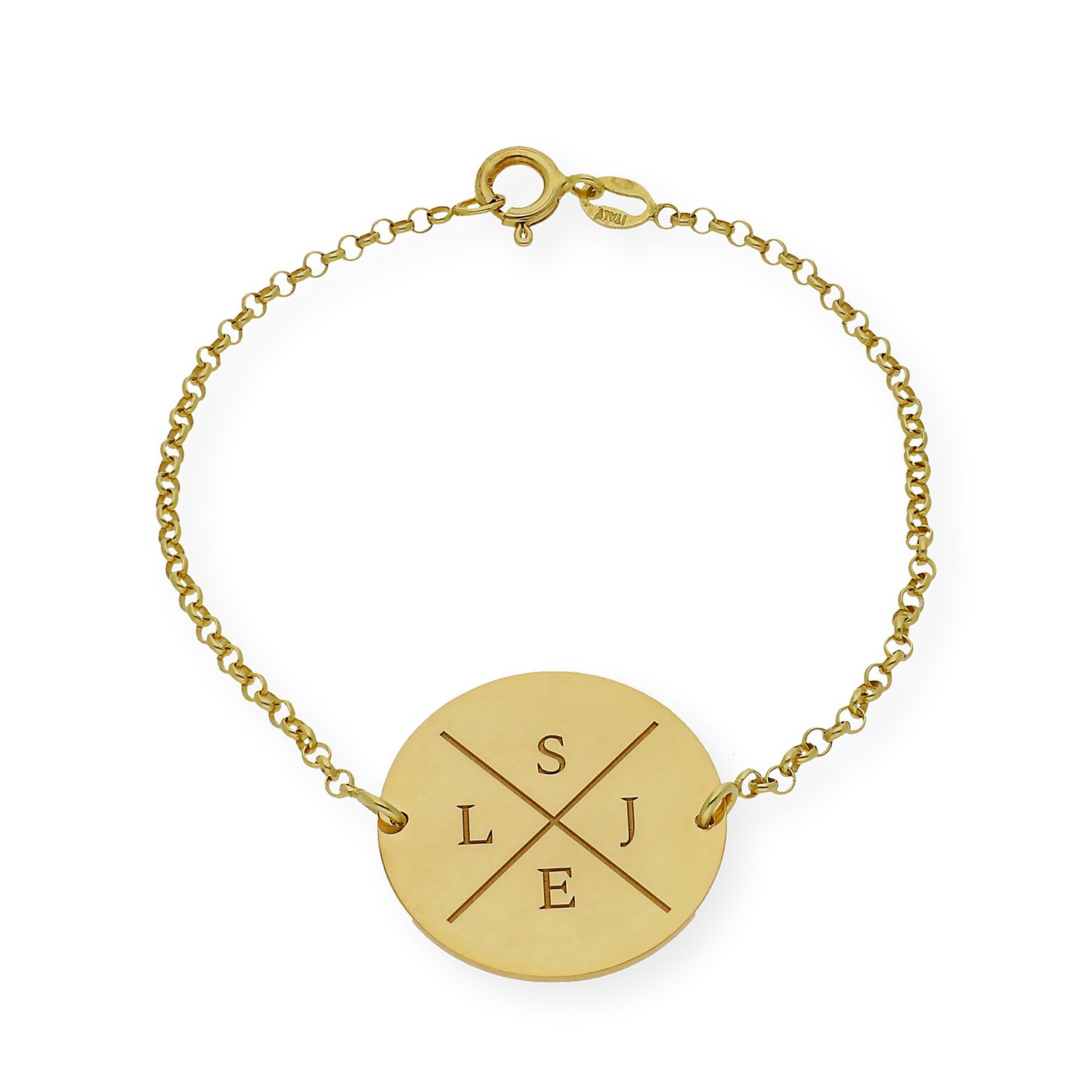 Pulsera Dije Find con Iniciales en Plata 925 con Baño de Oro 18k