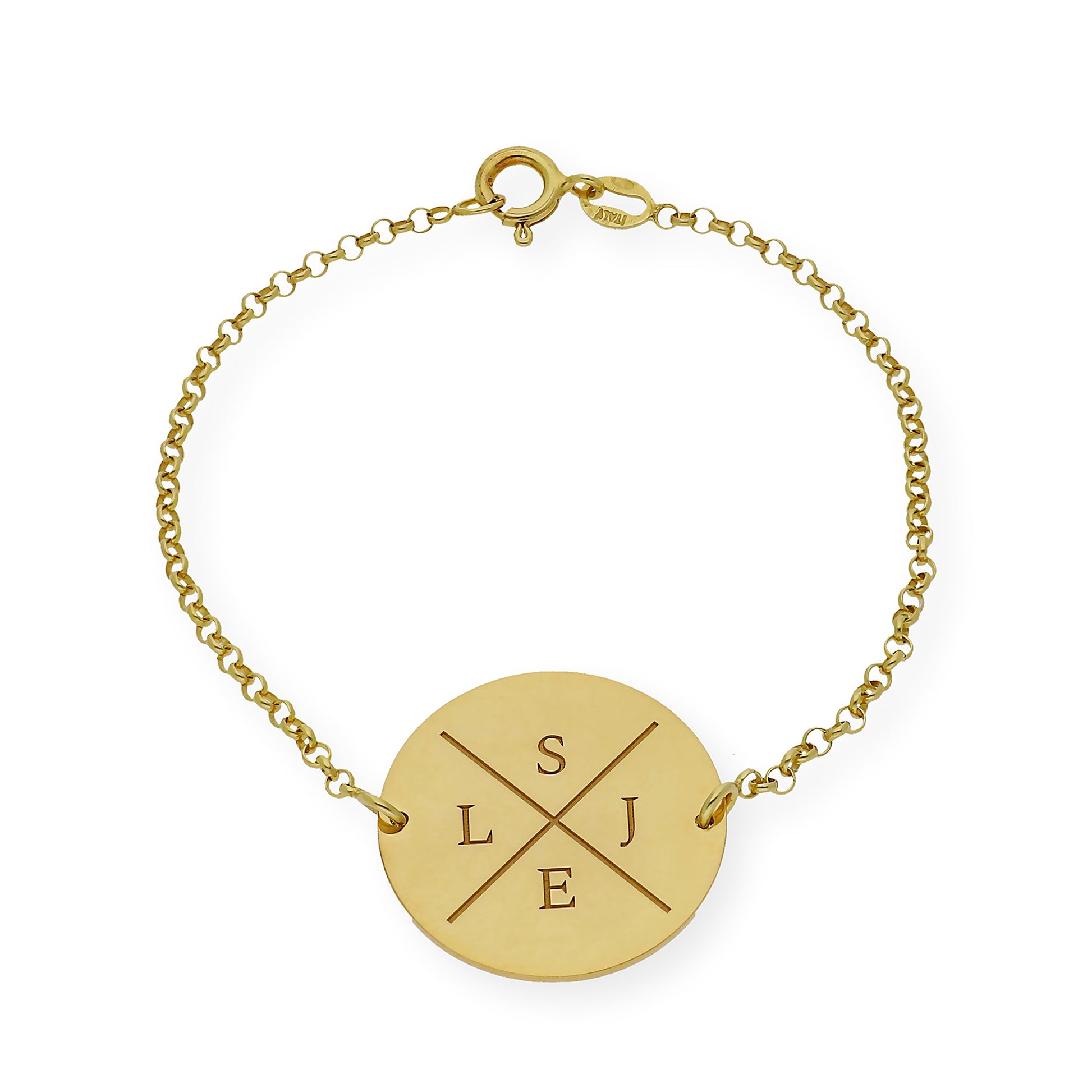 Pulsera Dije Find con Iniciales en Plata 925 con Baño de Oro 18k