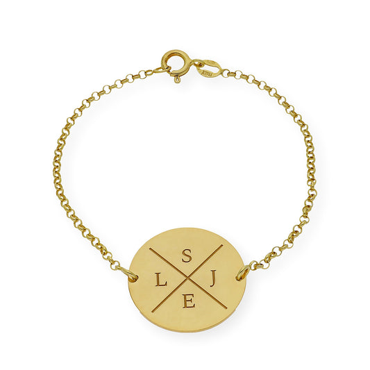 Pulsera Dije Find con Iniciales en Plata 925 con Baño de Oro 18k
