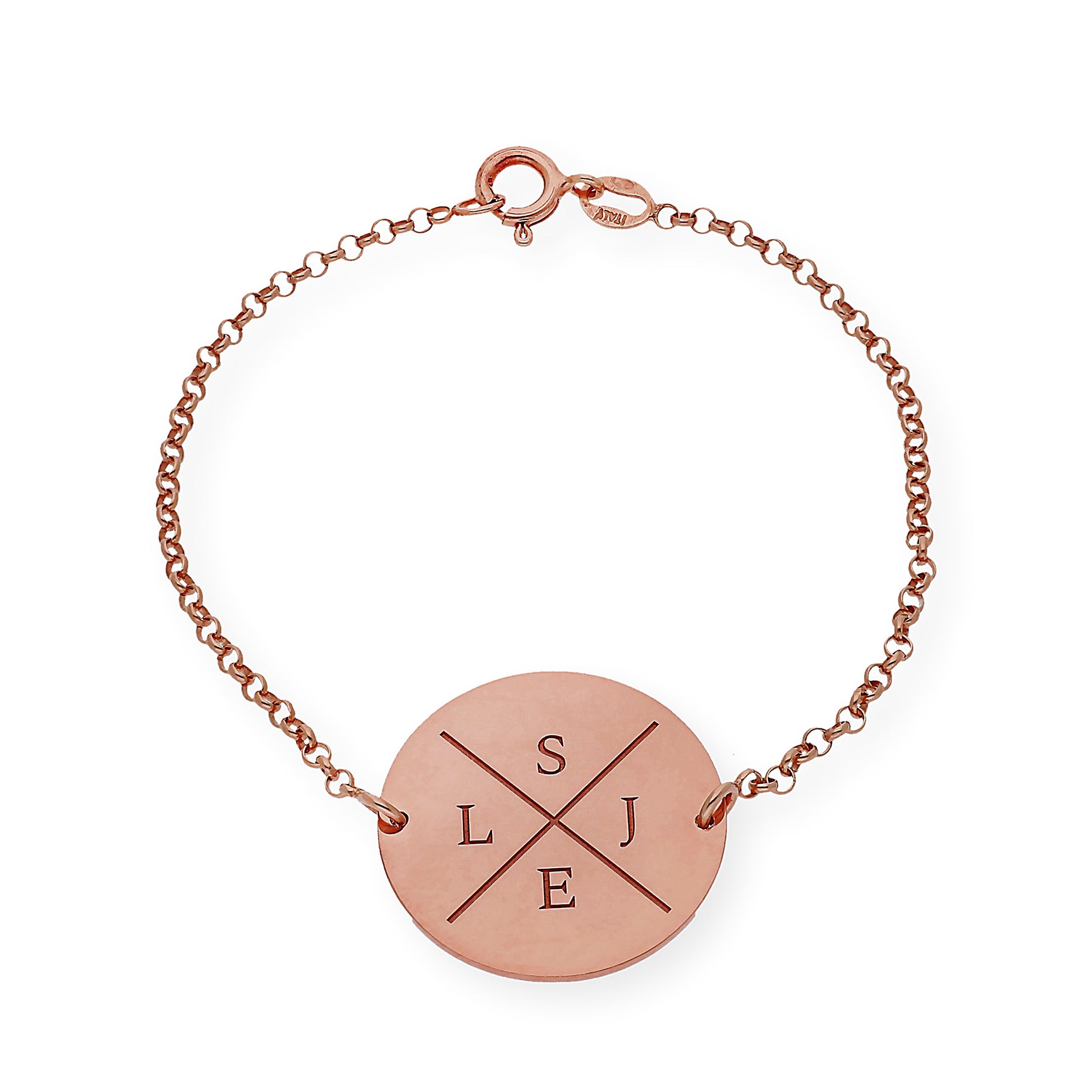 Pulsera Dije Find con Iniciales en Plata 925 con Baño de Oro rosa 18k