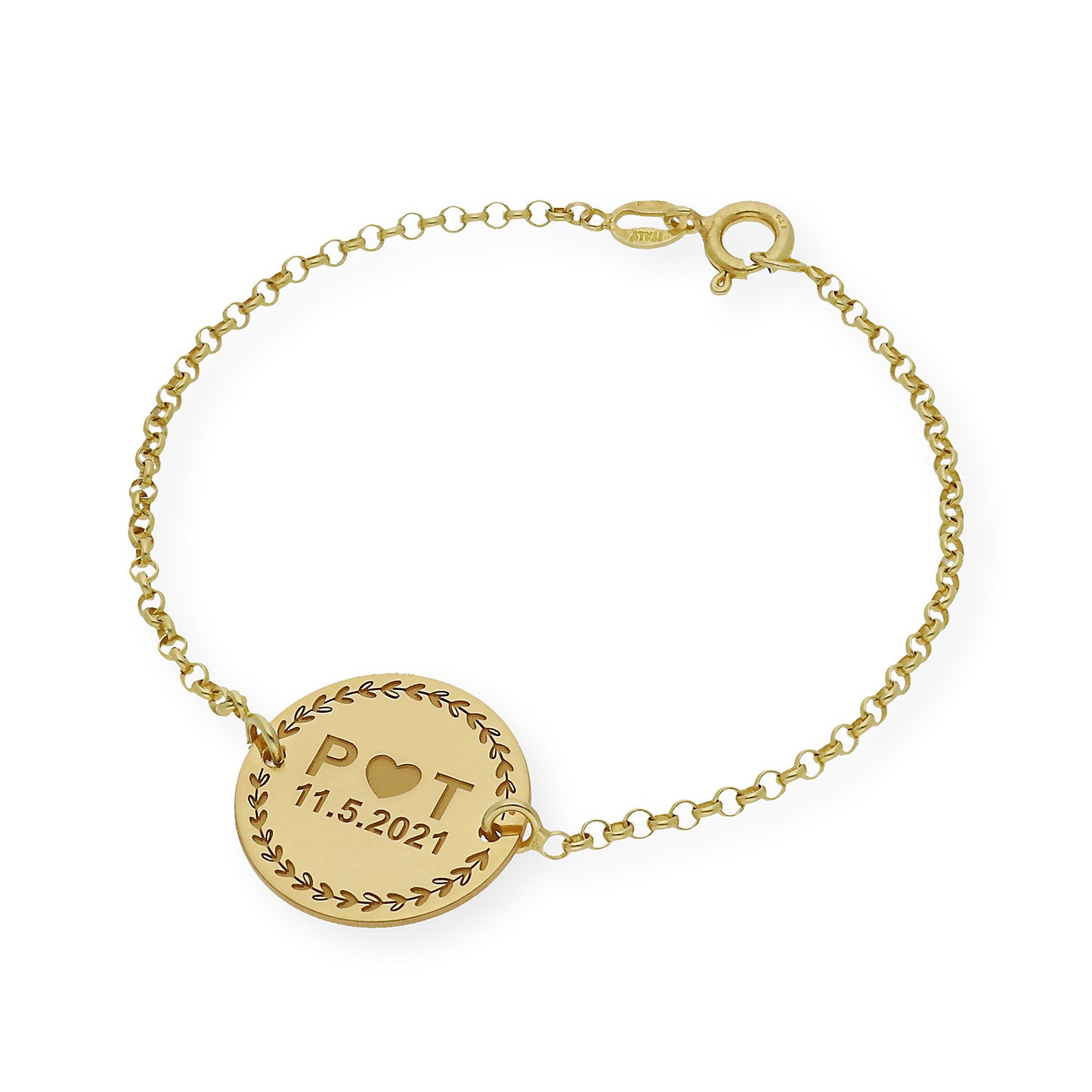 Pulsera con Dije Inicial Love en Plata 925 con Baño de Oro rosa 18k