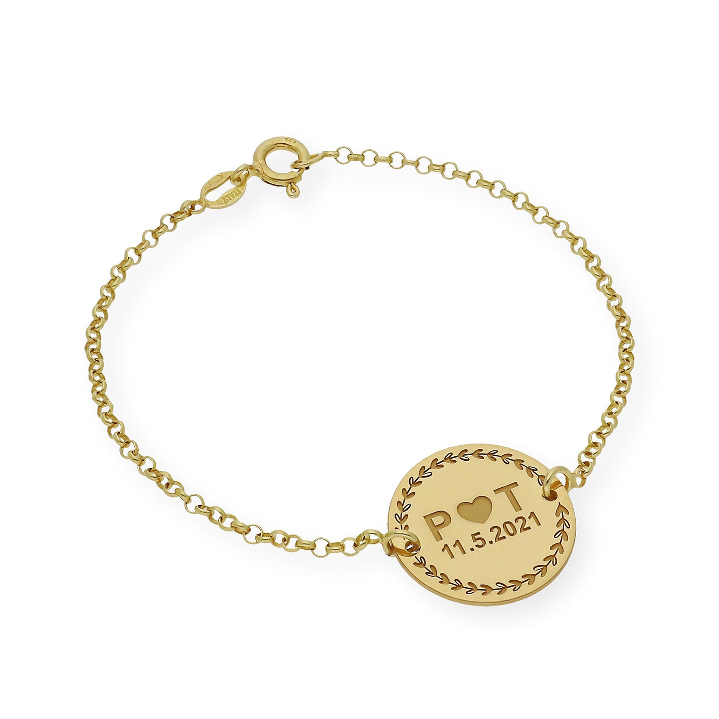Pulsera con Dije Inicial Love en Plata 925 con Baño de Oro rosa 18k